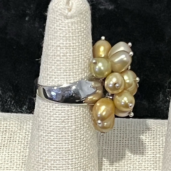 Vintage Pearl Cluster Cha Cha Silver Ring - Picture 2 of 6